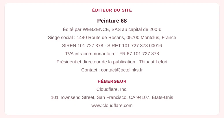 Coordonnées légales de l&rsquo;éditeur et de l&rsquo;hébergeur du site